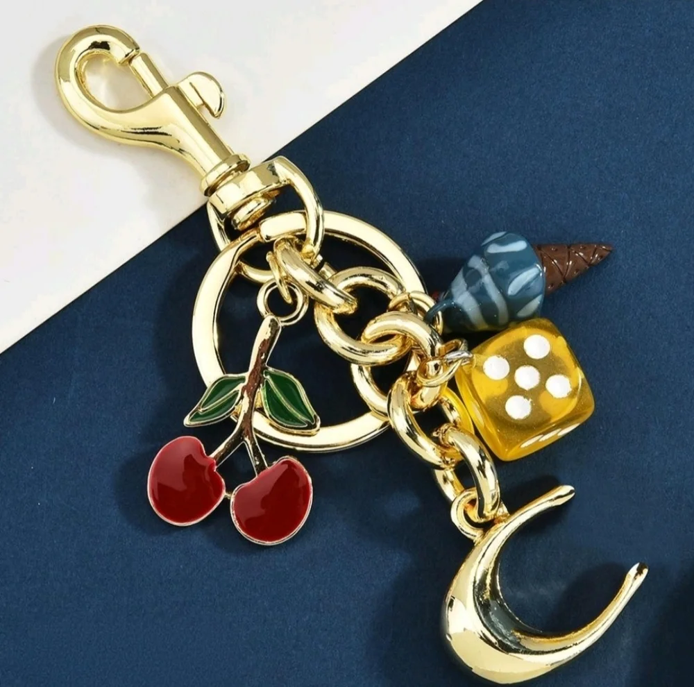 Fashion Inspired C charm With Ice Cream Cone, Cherry, Dice Charms